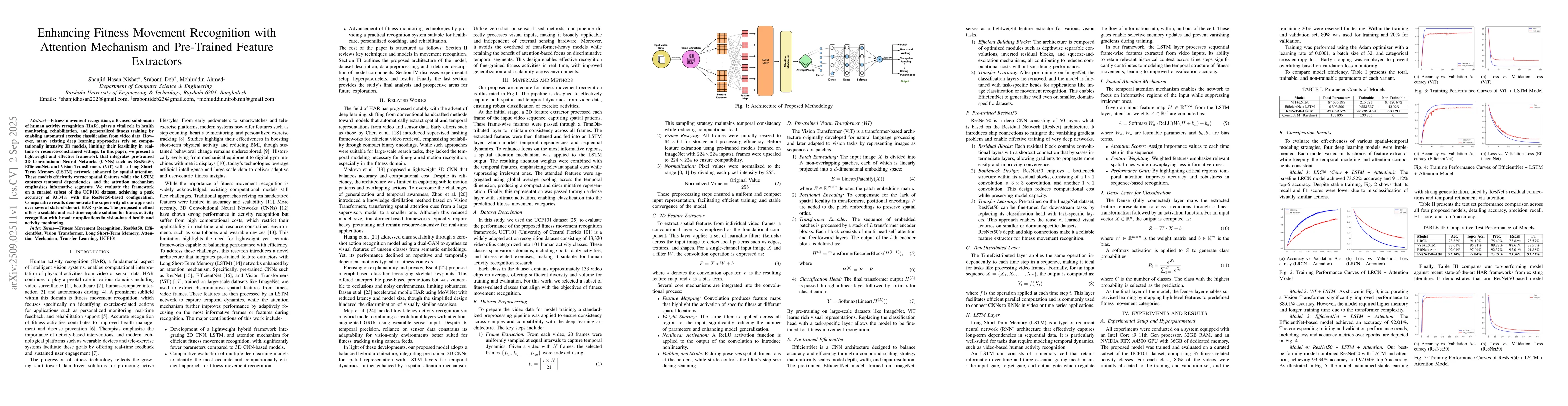 Thumbnail for Enhancing Fitness Movement Recognition with Attention Mechanism and
  Pre-Trained Feature Extractors