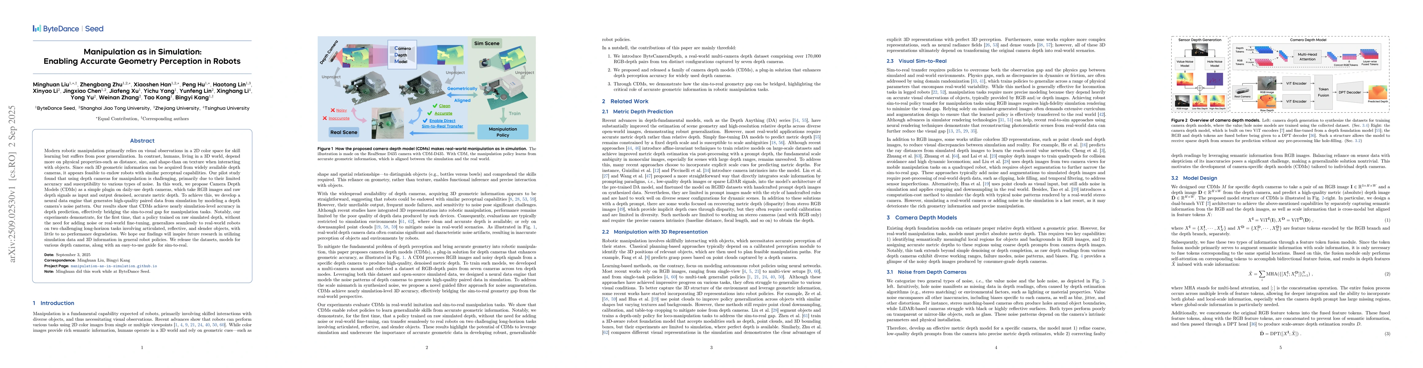 Thumbnail for Manipulation as in Simulation: Enabling Accurate Geometry Perception in
  Robots
