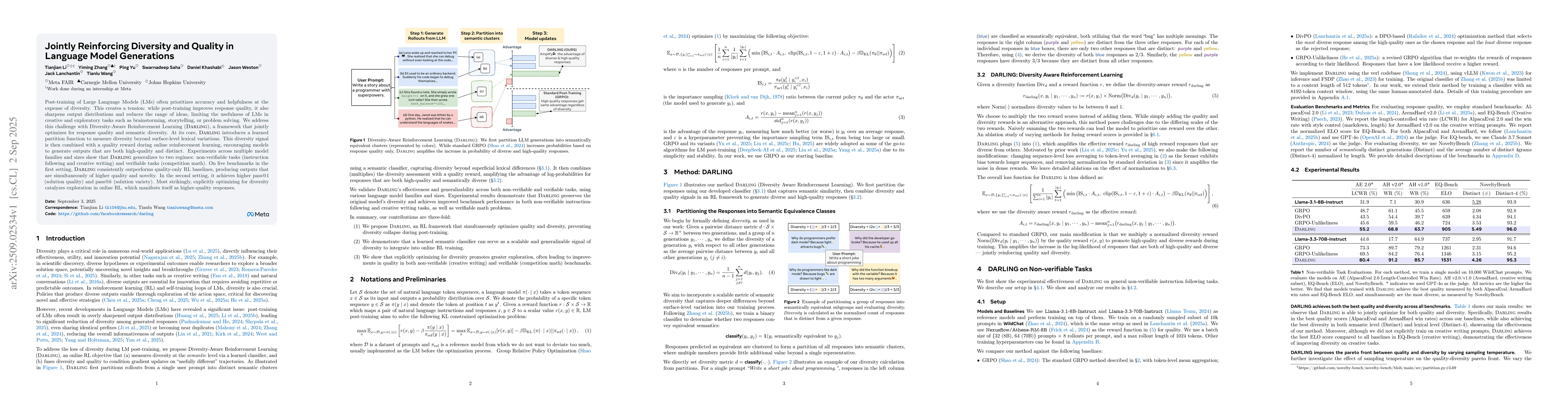 Thumbnail for Jointly Reinforcing Diversity and Quality in Language Model Generations