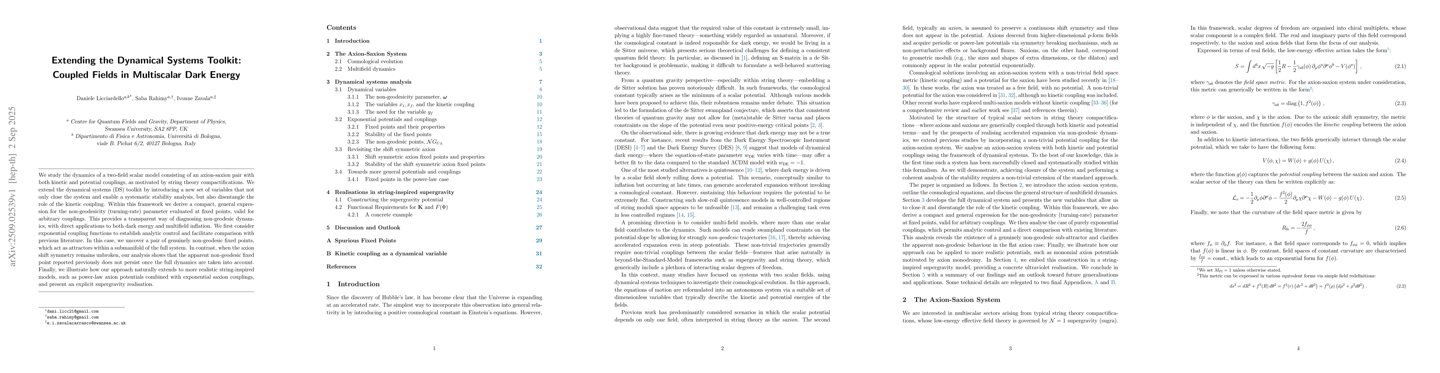 Thumbnail for Extending the Dynamical Systems Toolkit: Coupled Fields in Multiscalar
  Dark Energy