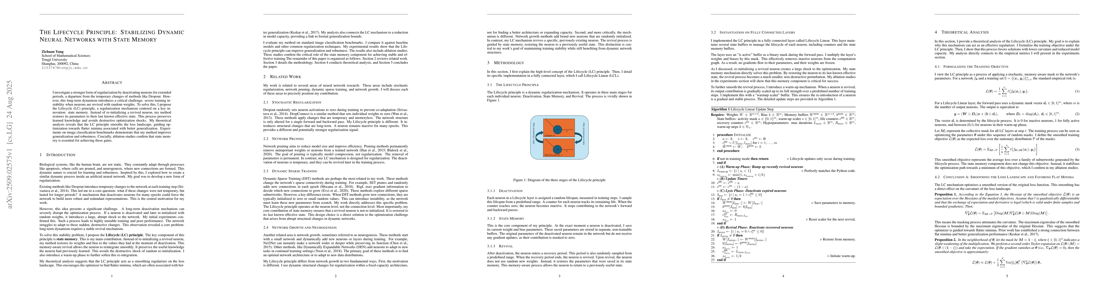 Thumbnail for The Lifecycle Principle: Stabilizing Dynamic Neural Networks with State
  Memory