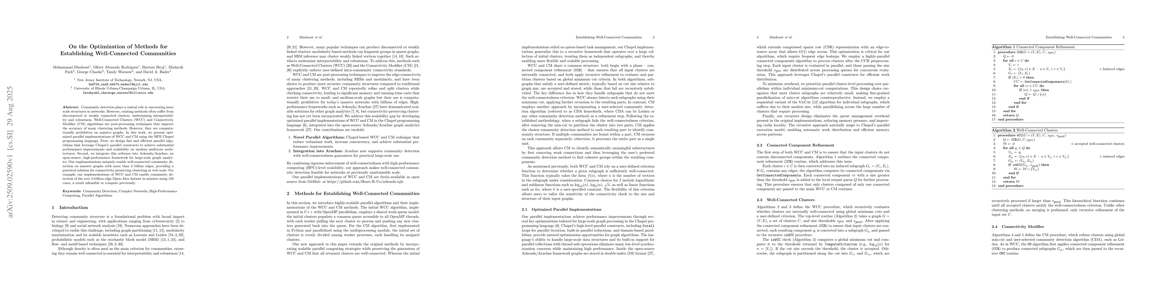 Thumbnail for On the Optimization of Methods for Establishing Well-Connected
  Communities