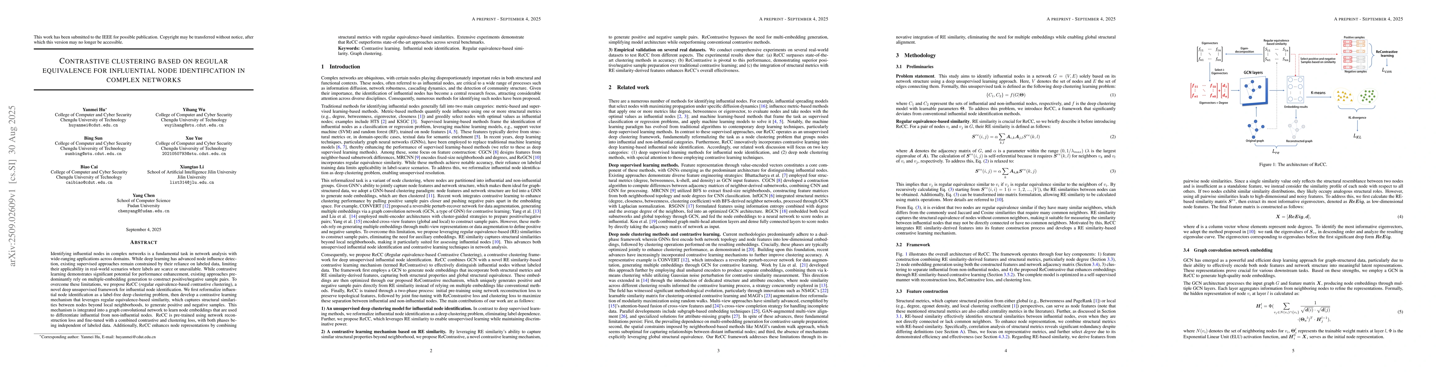 Thumbnail for Contrastive clustering based on regular equivalence for influential node
  identification in complex networks