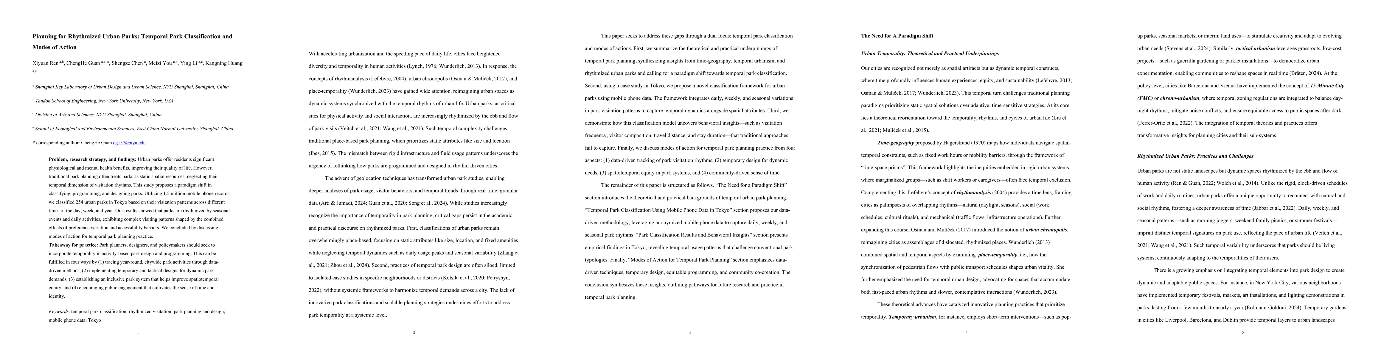 Thumbnail for Planning for Rhythmized Urban Parks: Temporal Park Classification and
  Modes of Action