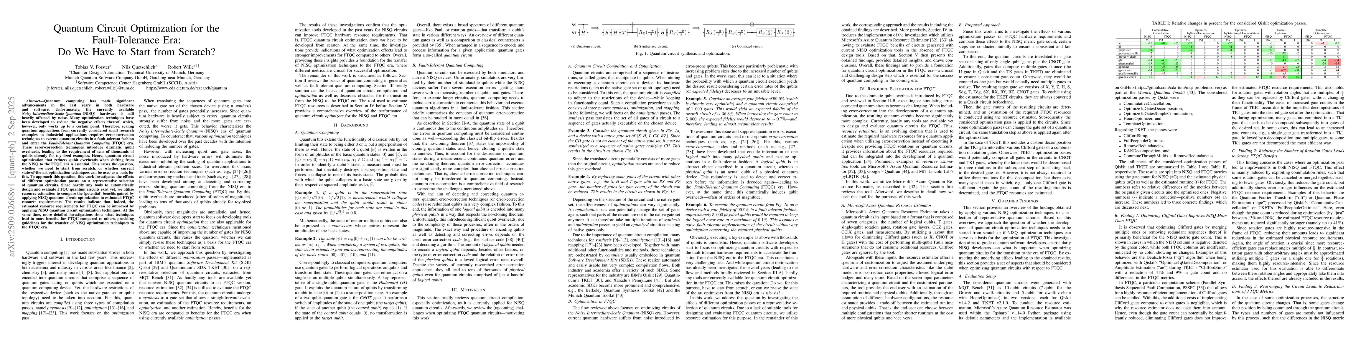 Thumbnail for Quantum Circuit Optimization for the Fault-Tolerance Era: Do We Have to
  Start from Scratch?
