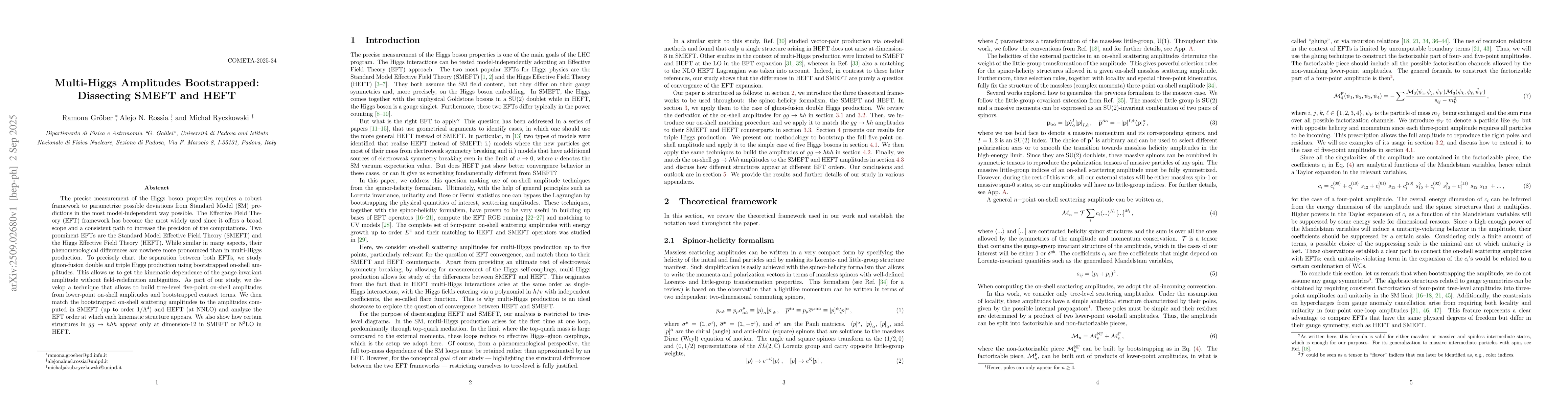 Thumbnail for Multi-Higgs Amplitudes Bootstrapped: Dissecting SMEFT and HEFT