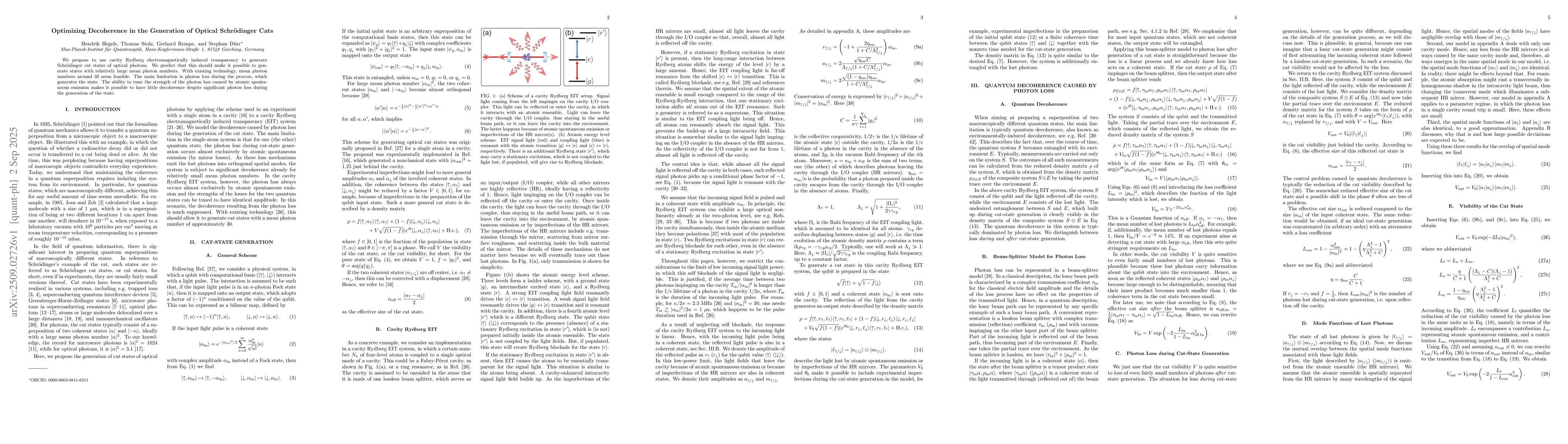 Thumbnail for Optimizing Decoherence in the Generation of Optical Schrödinger Cats