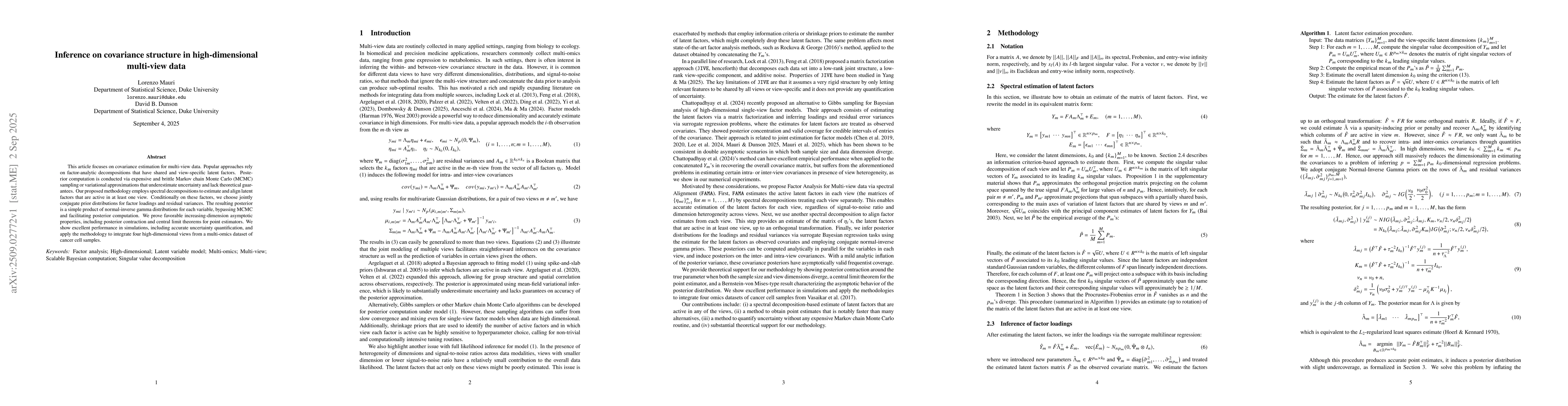 Thumbnail for Inference on covariance structure in high-dimensional multi-view data