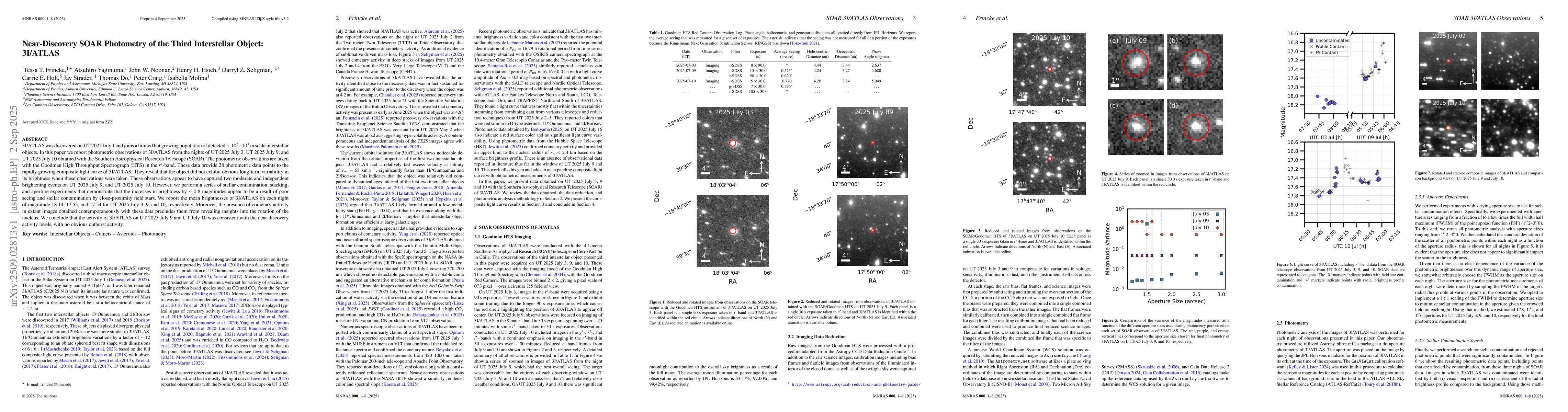 Thumbnail for Near-Discovery SOAR Photometry of the Third Interstellar Object:
  3I/ATLAS