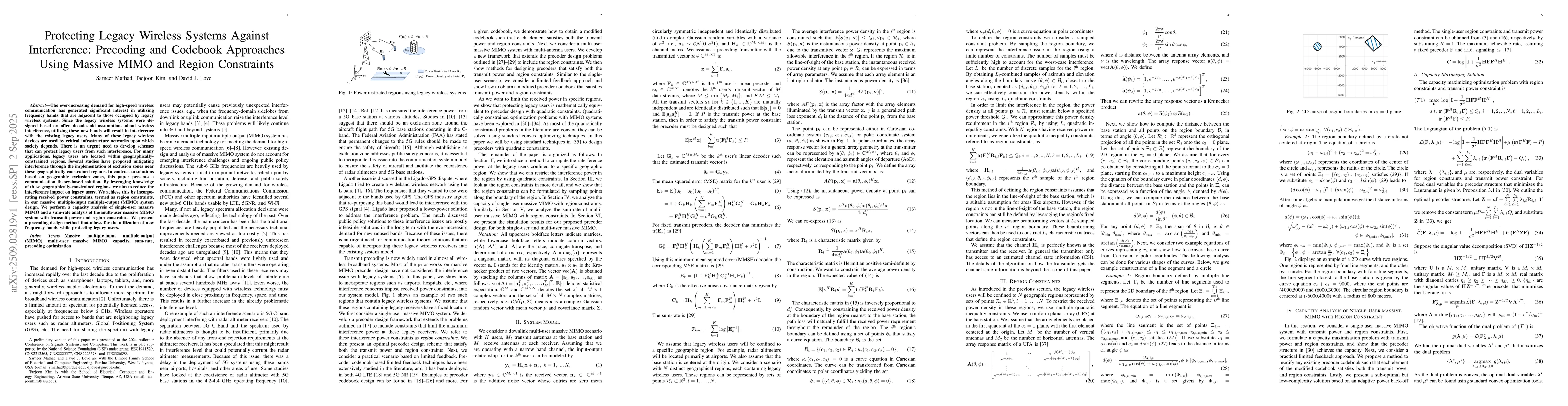 Thumbnail for Protecting Legacy Wireless Systems Against Interference: Precoding and
  Codebook Approaches Using Massive MIMO and Region Constraints