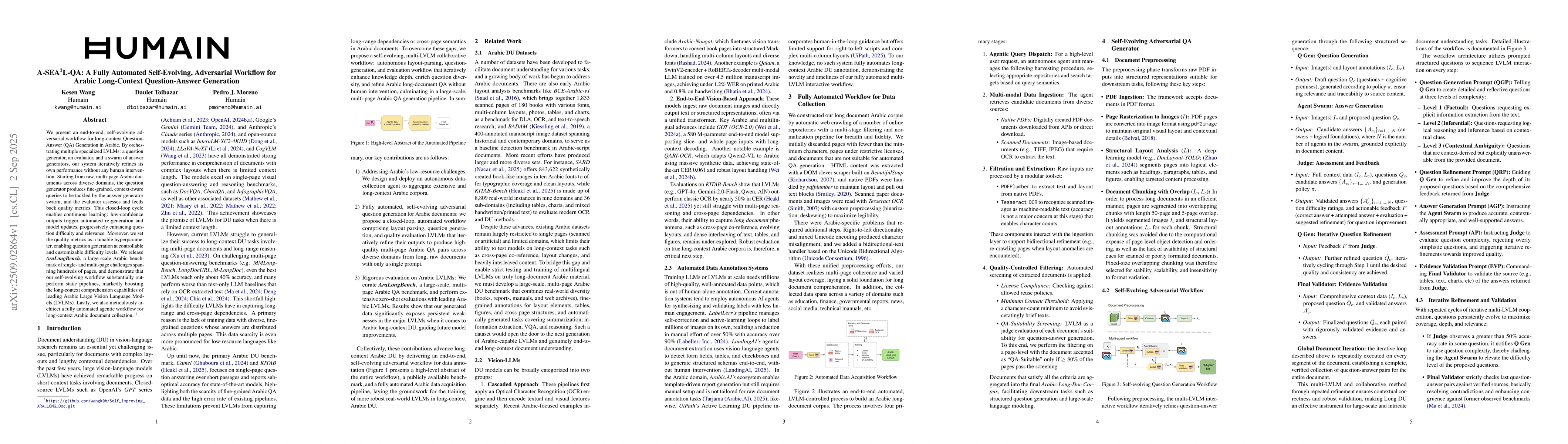 Thumbnail for A-SEA3L-QA: A Fully Automated Self-Evolving, Adversarial Workflow for
  Arabic Long-Context Question-Answer Generation