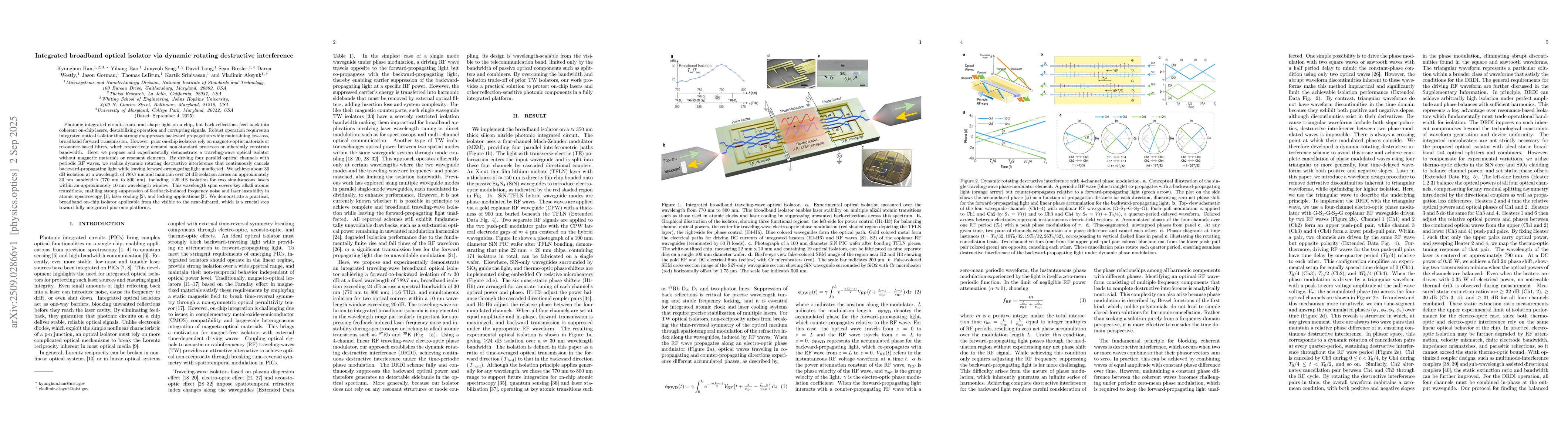 Thumbnail for Integrated broadband optical isolator via dynamic rotating destructive
  interference