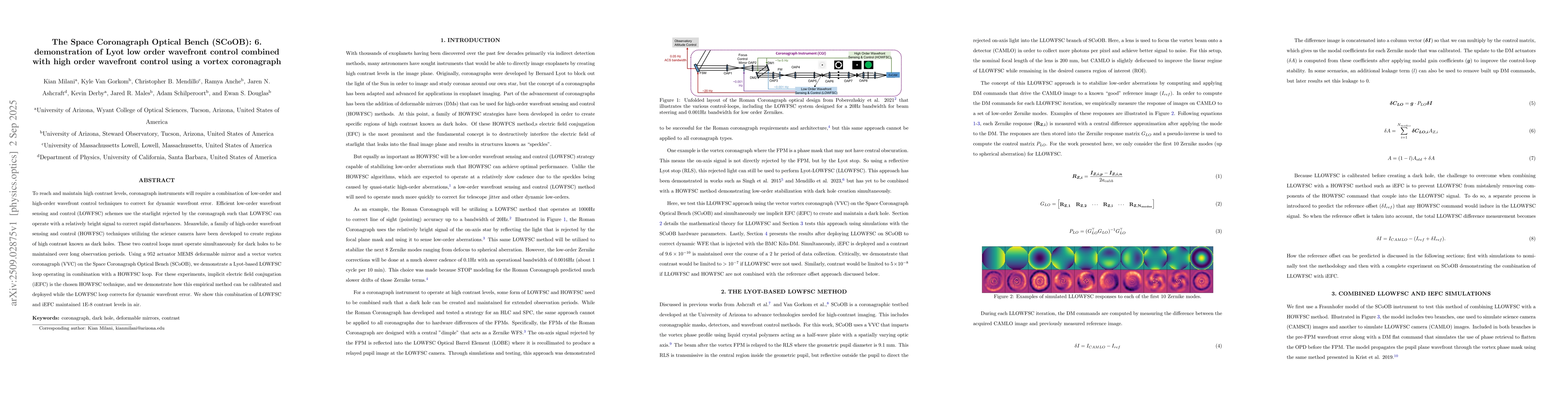 Thumbnail for The Space Coronagraph Optical Bench (SCoOB): 6. demonstration of Lyot
  low order wavefront control combined with high order wavefront control using
  a vortex coronagraph