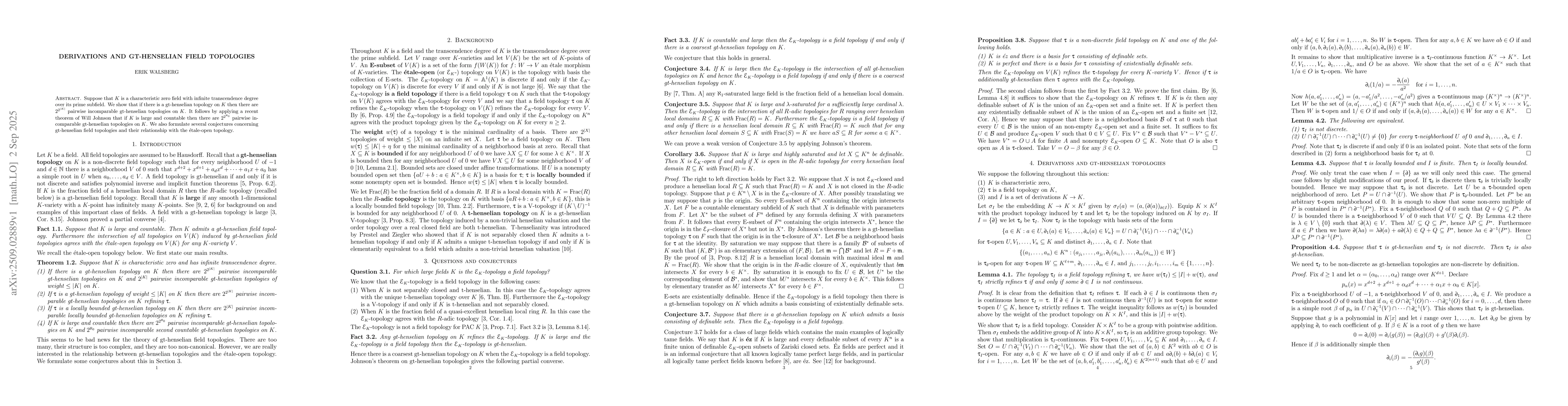 Thumbnail for Derivations and gt-henselian field topologies