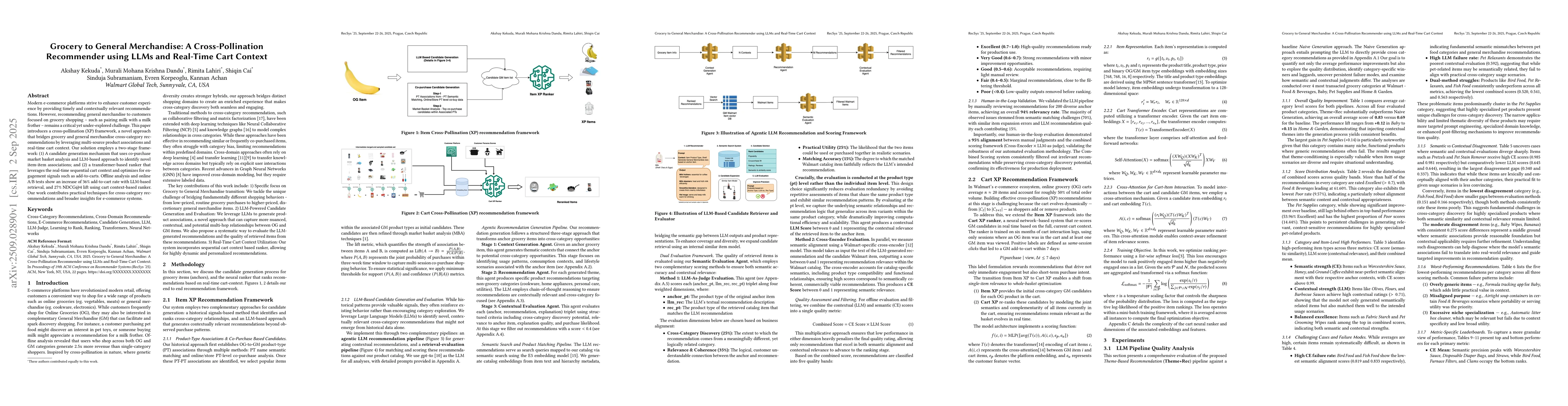 Thumbnail for Grocery to General Merchandise: A Cross-Pollination Recommender using
  LLMs and Real-Time Cart Context