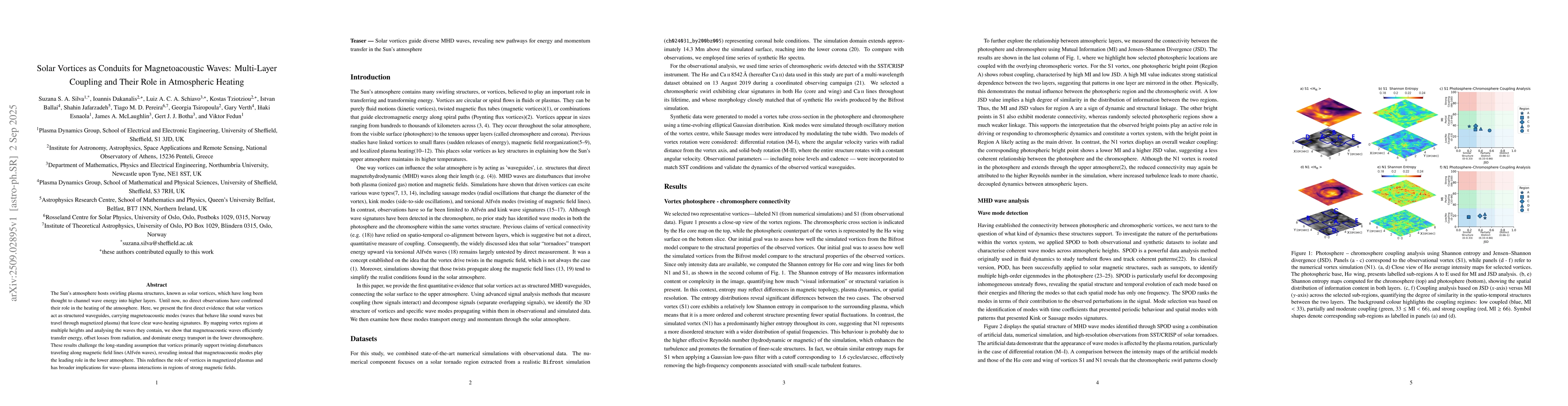 Thumbnail for Solar Vortices as Conduits for Magnetoacoustic Waves: Multi-Layer
  Coupling and Their Role in Atmospheric Heating