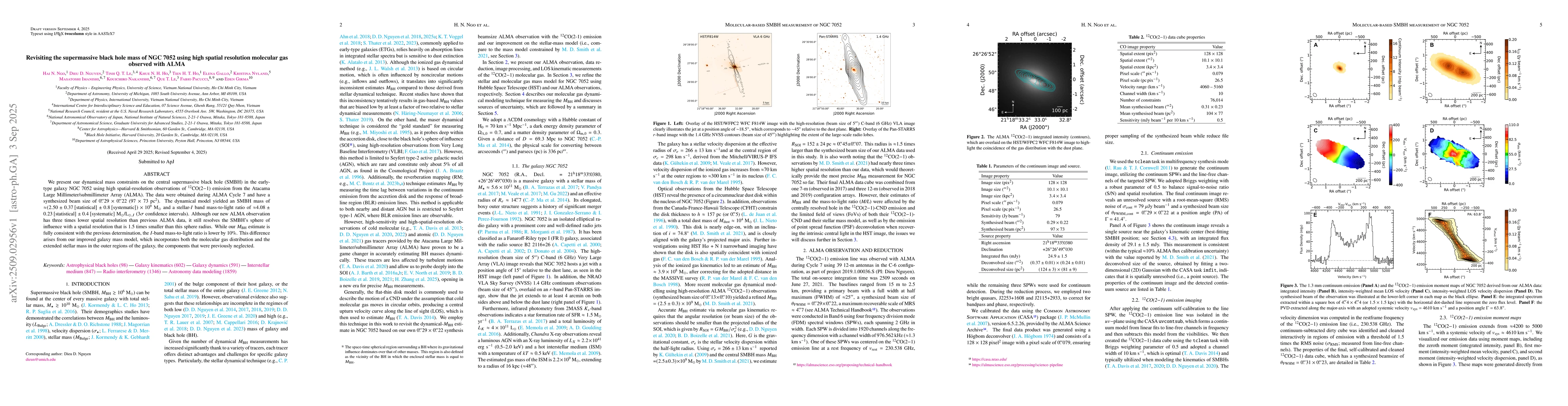 Thumbnail for Revisiting the supermassive black hole mass of NGC 7052 using high
  spatial resolution molecular gas observed with ALMA