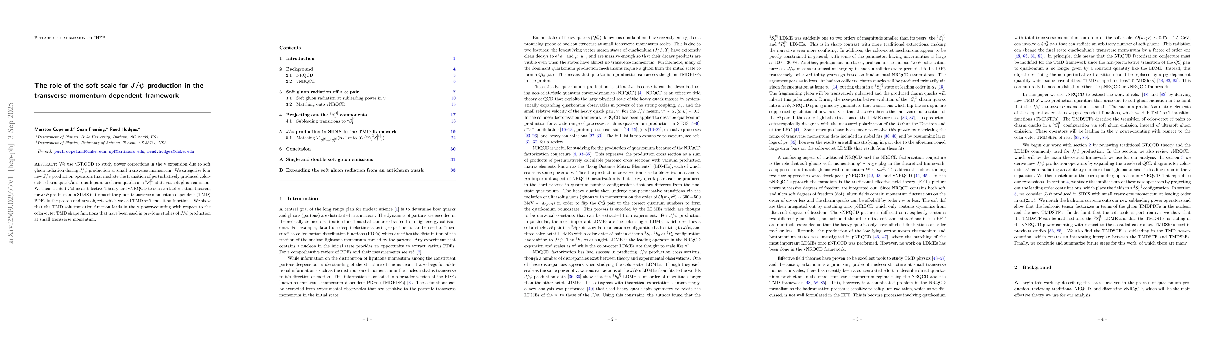 Thumbnail for The role of the soft scale for $J/ψ$ production in the transverse
  momentum dependent framework