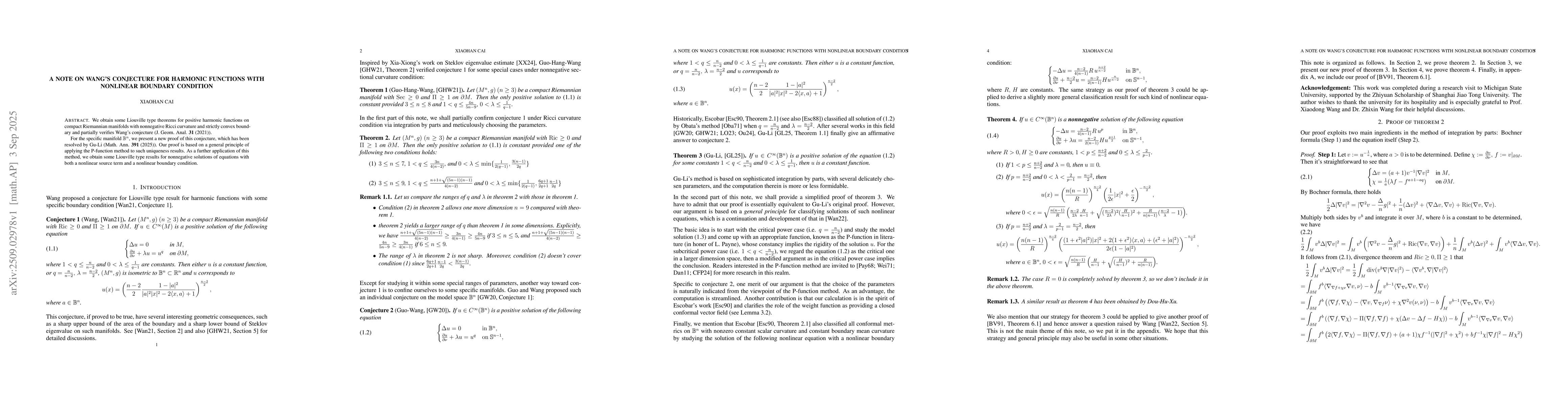 Thumbnail for A note on Wang's conjecture for harmonic functions with nonlinear
  boundary condition