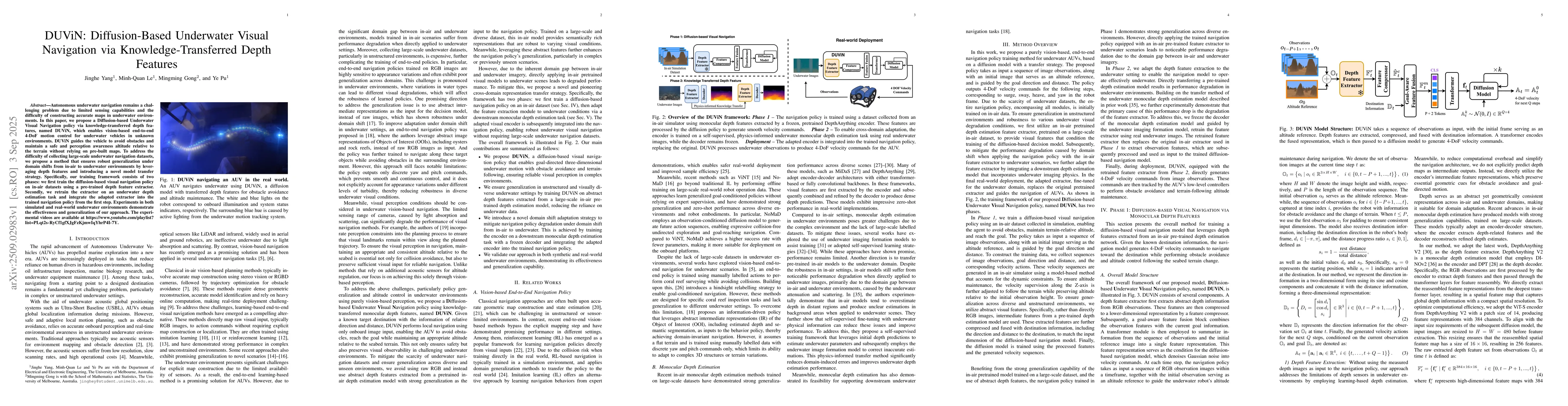 Thumbnail for DUViN: Diffusion-Based Underwater Visual Navigation via
  Knowledge-Transferred Depth Features