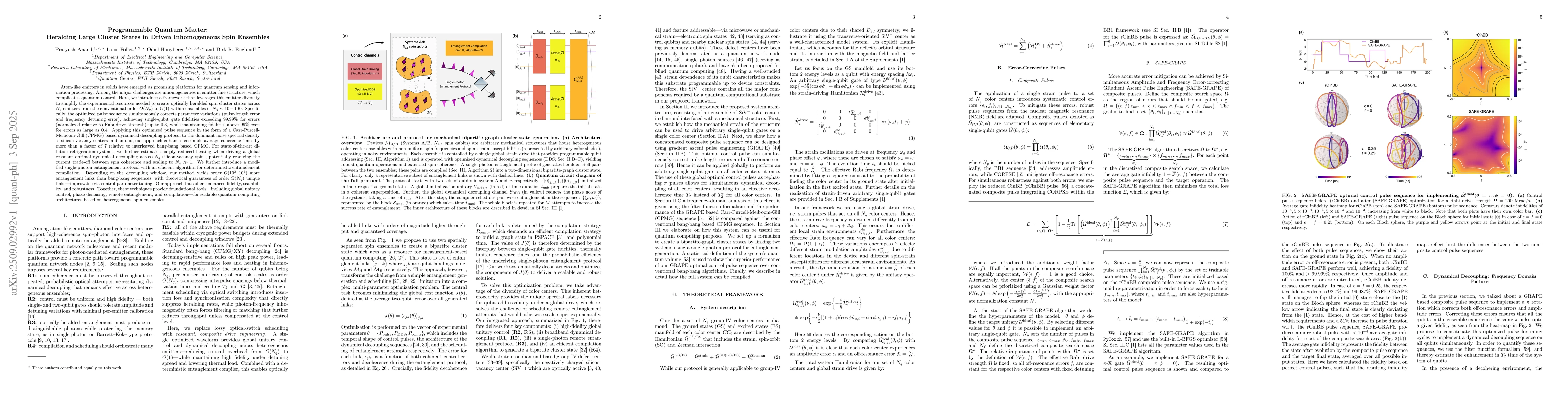 Thumbnail for Programmable Quantum Matter: Heralding Large Cluster States in Driven
  Inhomogeneous Spin Ensembles