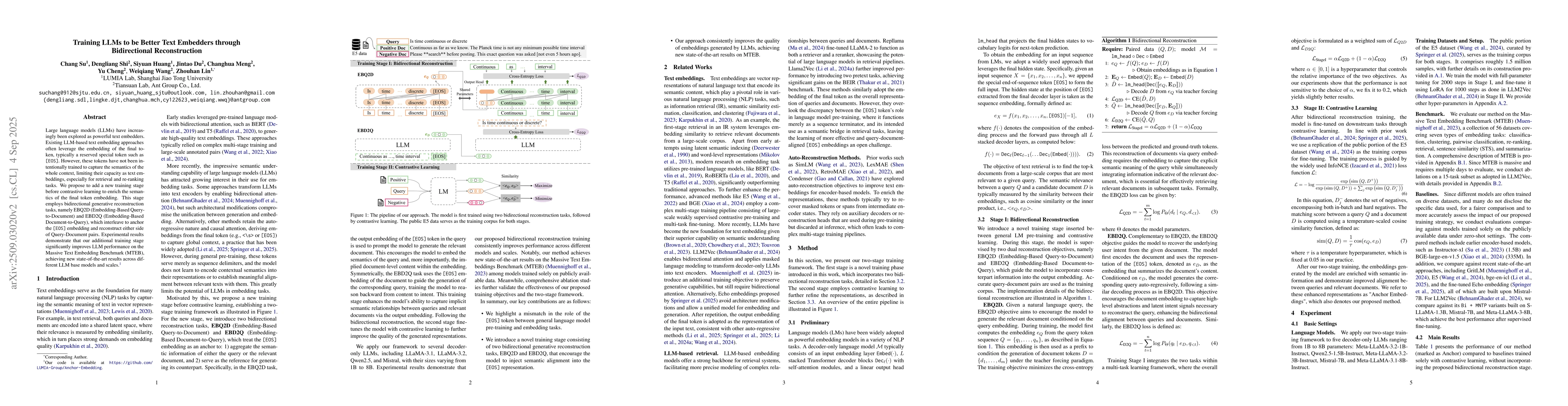 Thumbnail for Training LLMs to be Better Text Embedders through Bidirectional
  Reconstruction