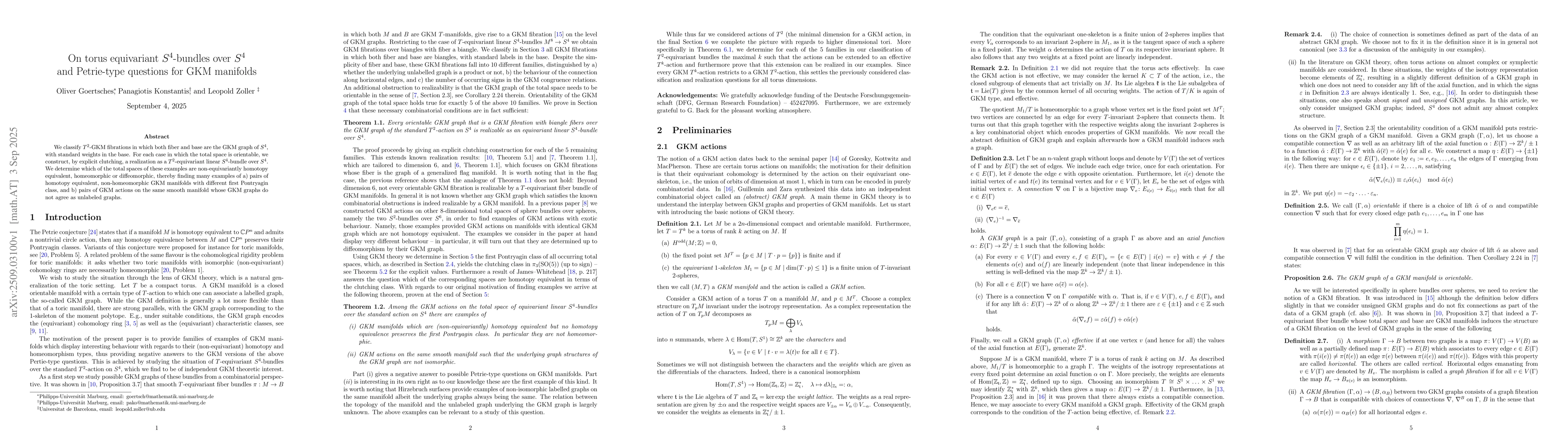 Thumbnail for On torus equivariant $S^4$-bundles over $S^4$ and Petrie-type questions
  for GKM manifolds