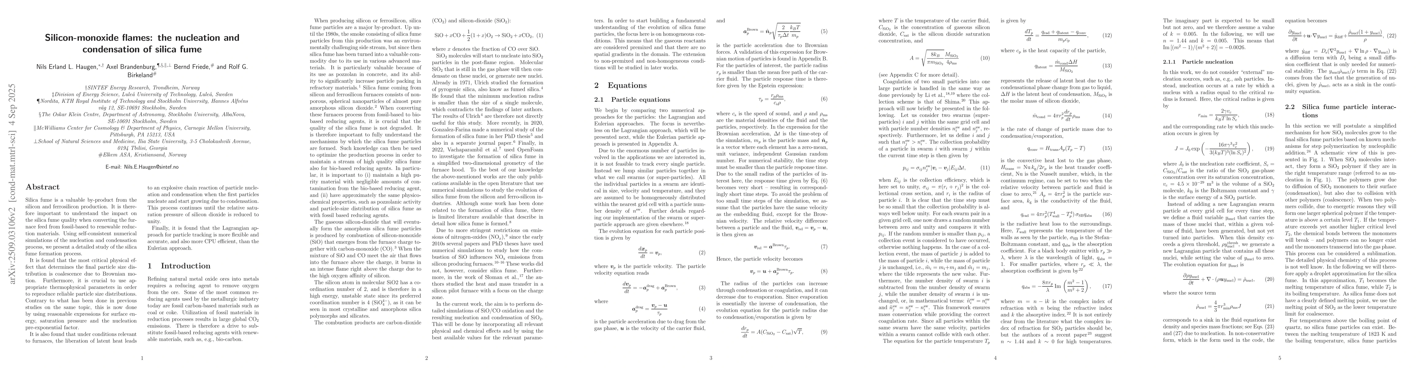 Thumbnail for Silicon-monoxide flames: the nucleation and condensation of silica fume