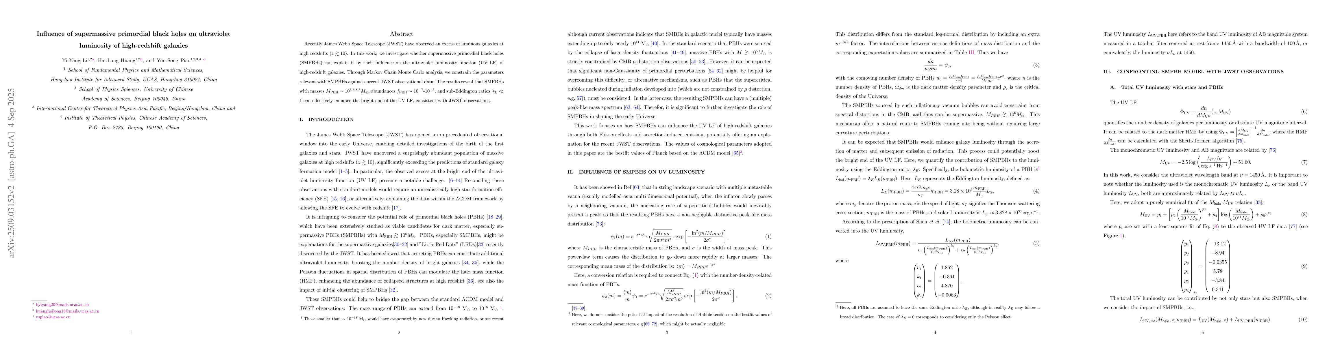 Thumbnail for Influence of supermassive primordial black holes on ultraviolet
  luminosity of high-redshift galaxies
