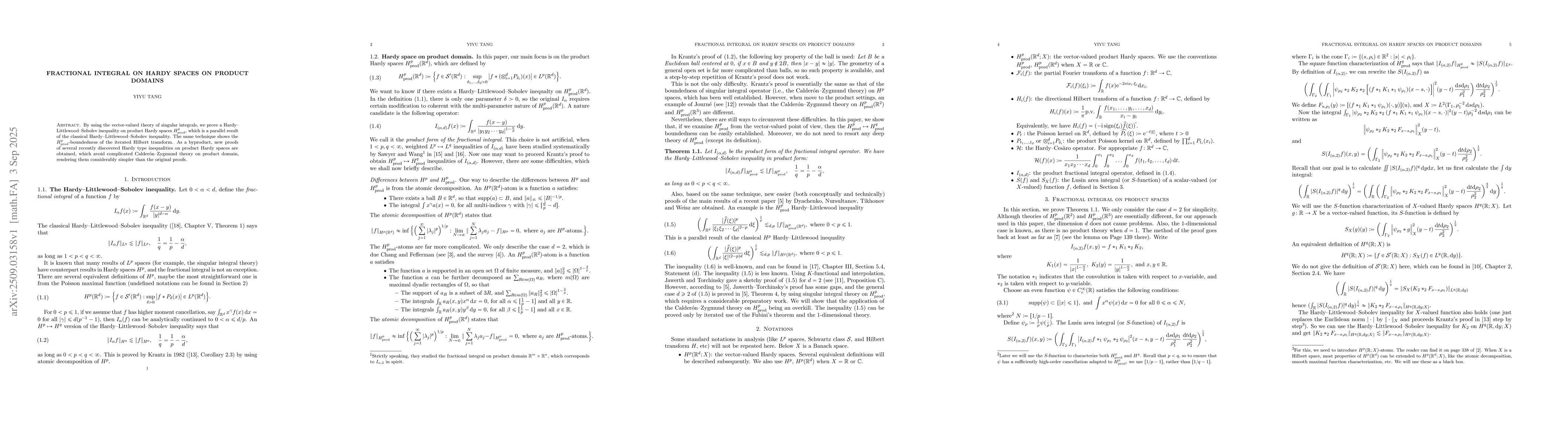 Thumbnail for Fractional integral on Hardy spaces on product domains