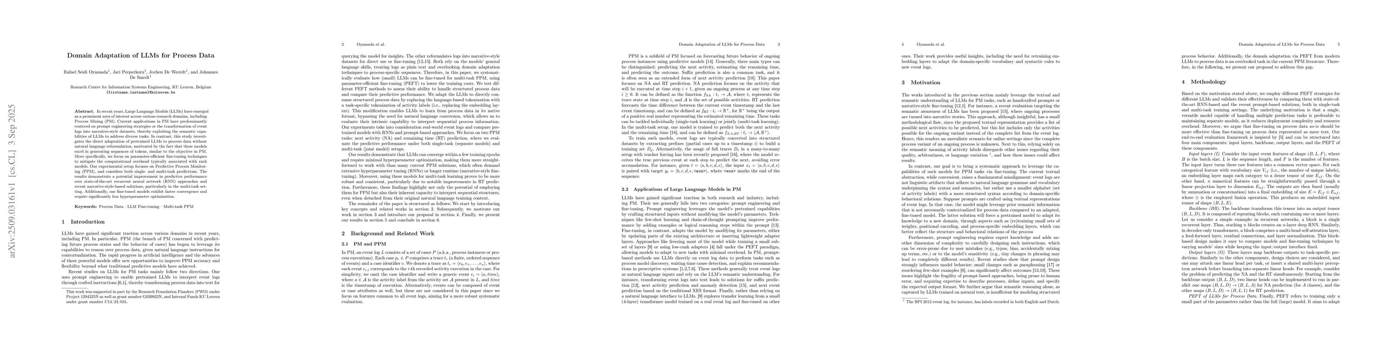 Thumbnail for Domain Adaptation of LLMs for Process Data