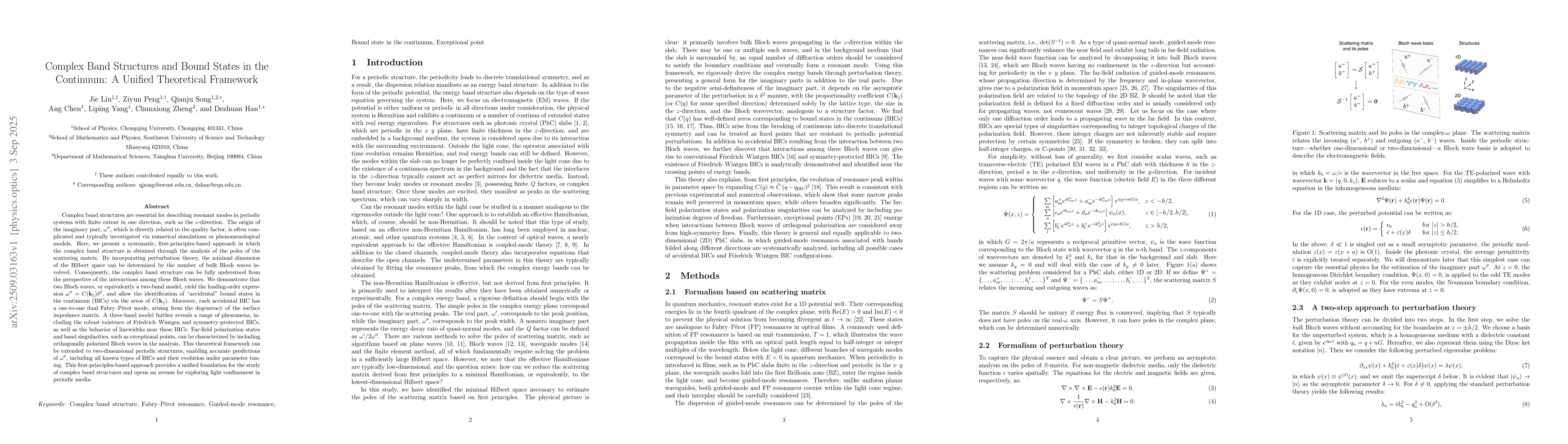 Thumbnail for Complex Band Structures and Bound States in the Continuum: A Unified
  Theoretical Framework