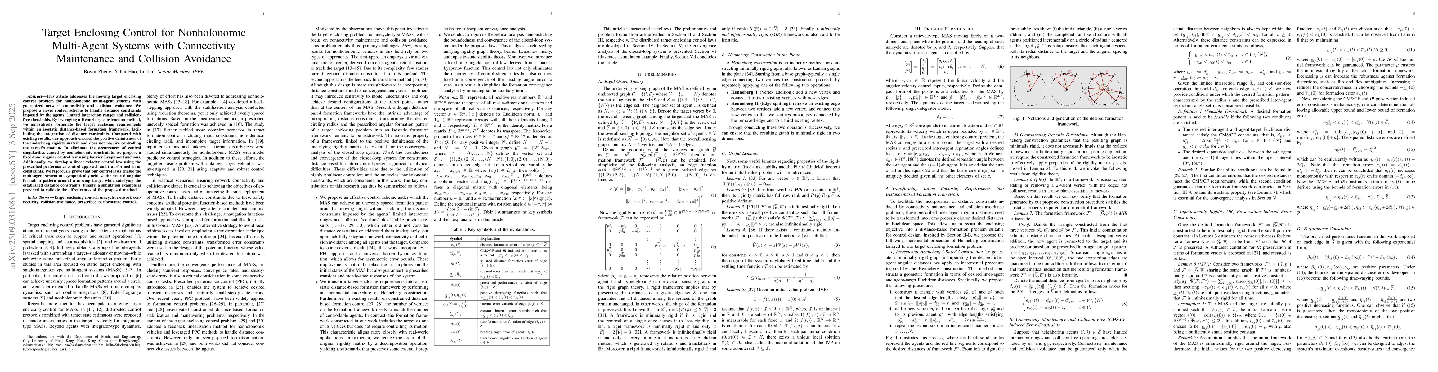 Thumbnail for Target Enclosing Control for Nonholonomic Multi-Agent Systems with
  Connectivity Maintenance and Collision Avoidance