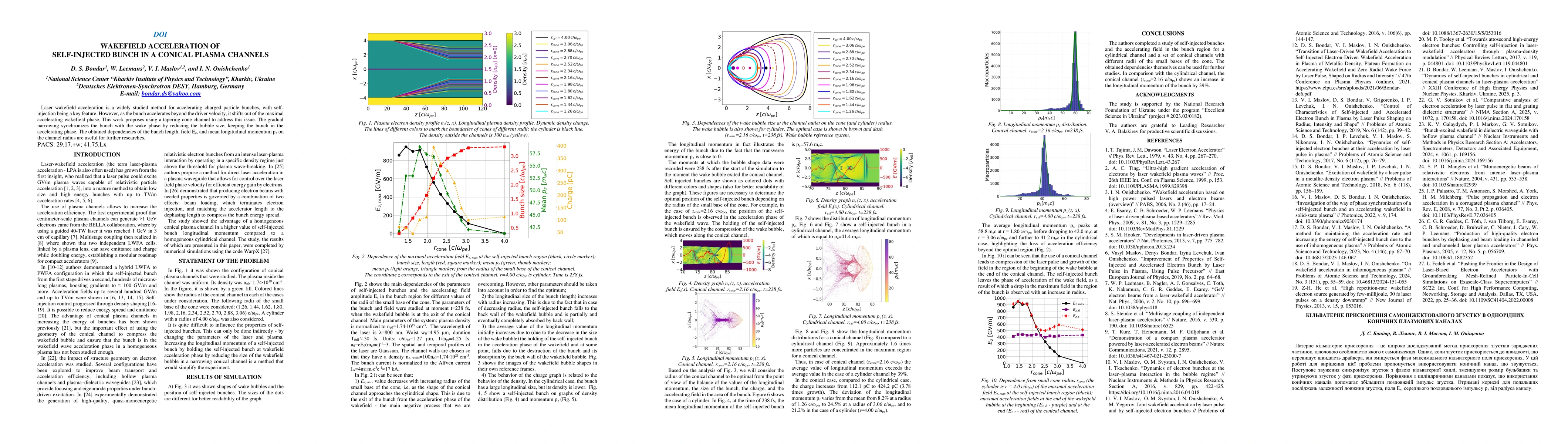 Thumbnail for Wakefield acceleration of self-injected bunch in a conical plasma
  channels