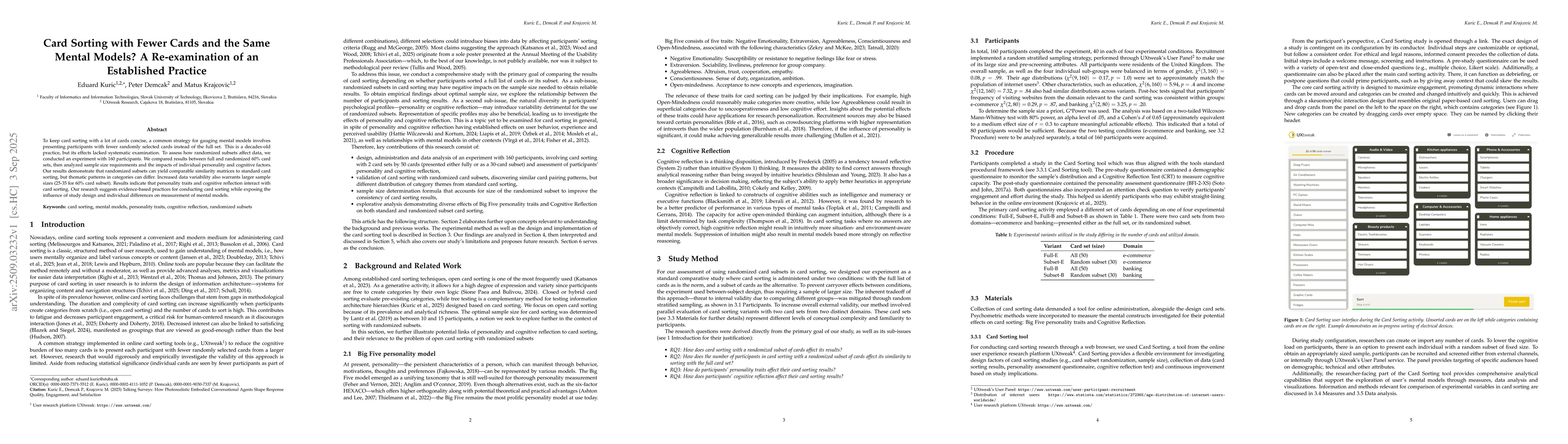 Thumbnail for Card Sorting with Fewer Cards and the Same Mental Models? A
  Re-examination of an Established Practice