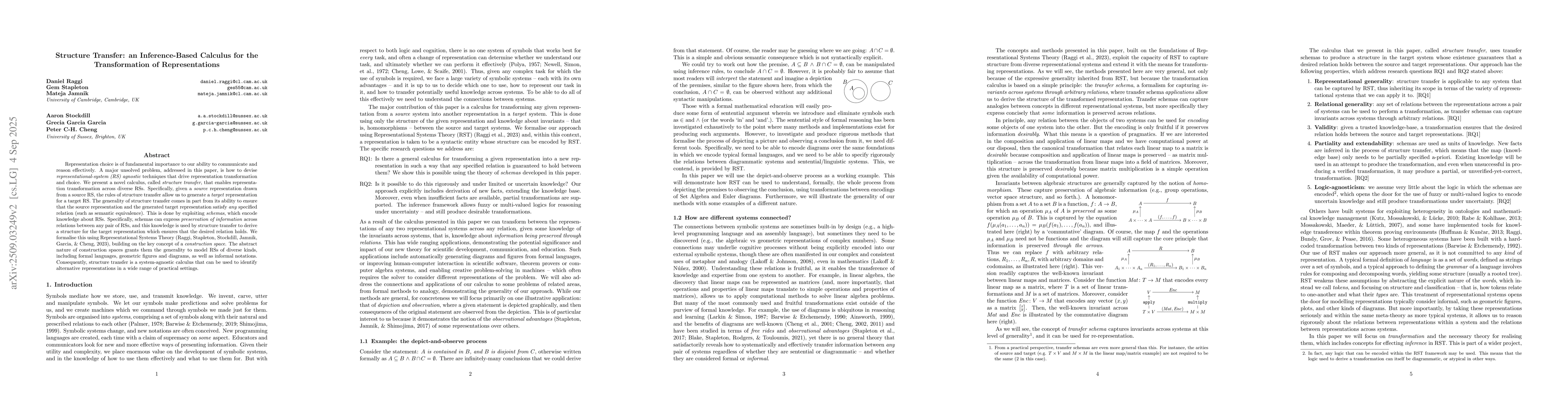 Thumbnail for Structure Transfer: an Inference-Based Calculus for the Transformation
  of Representations