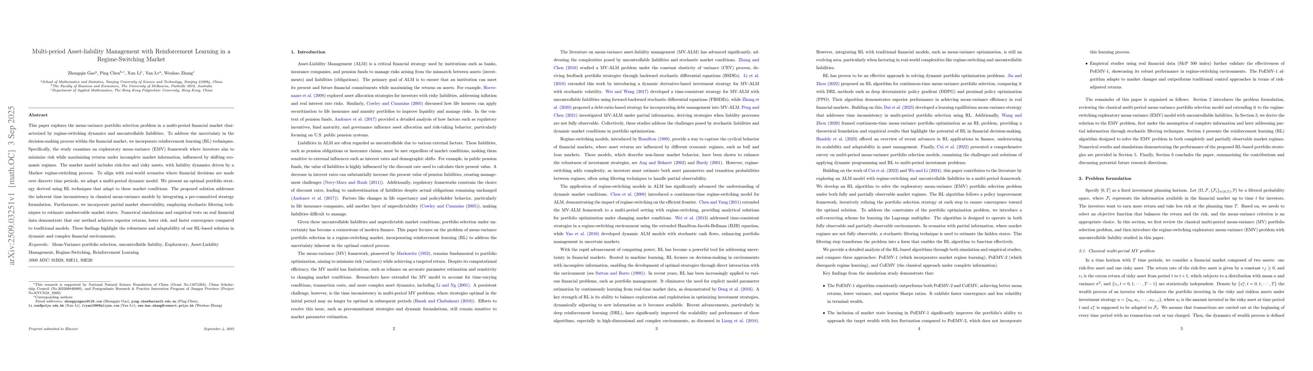 Thumbnail for Multi-period Asset-liability Management with Reinforcement Learning in a
  Regime-Switching Market