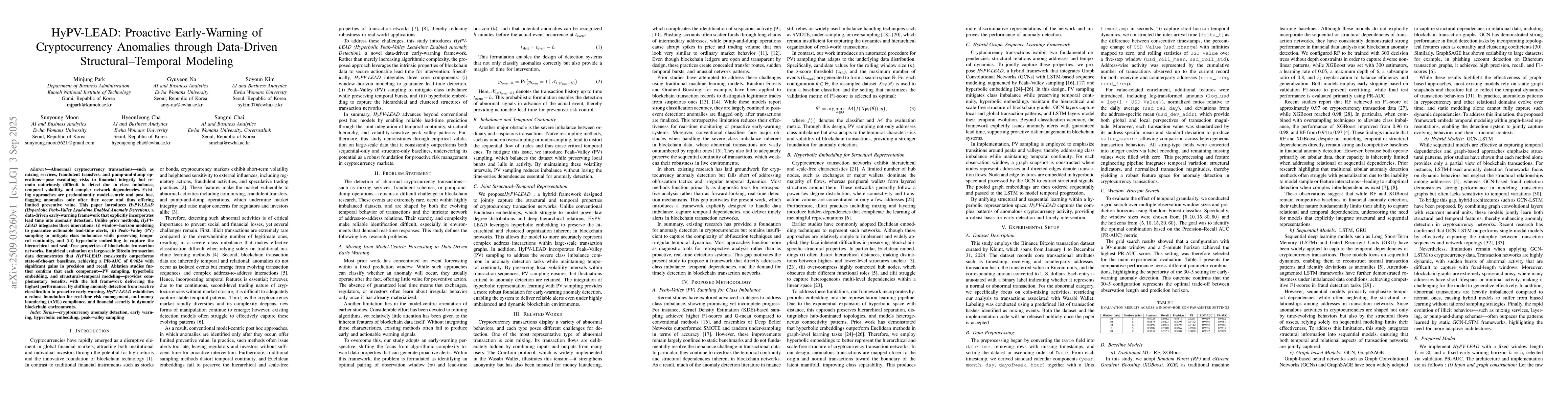 Thumbnail for HyPV-LEAD: Proactive Early-Warning of Cryptocurrency Anomalies through
  Data-Driven Structural-Temporal Modeling