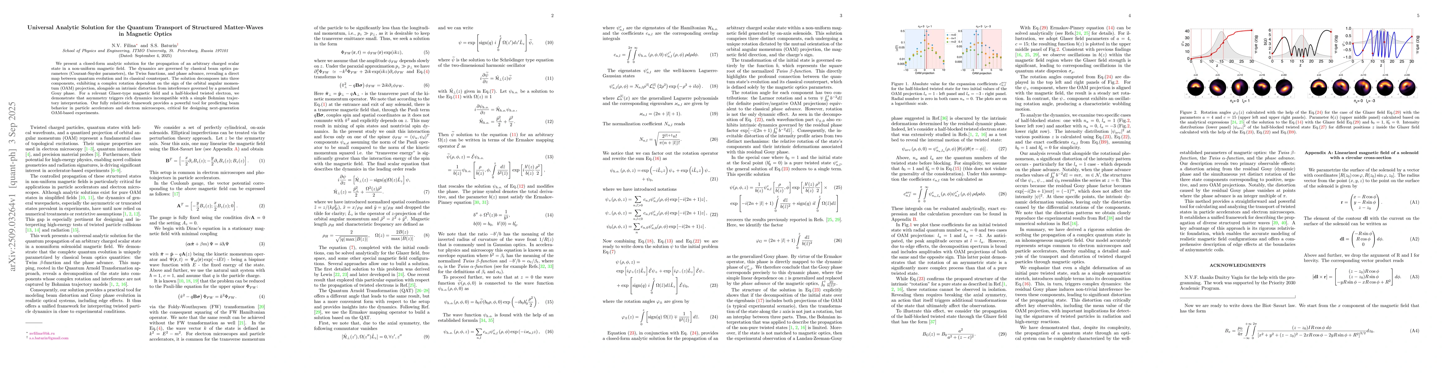 Thumbnail for Universal Analytic Solution for the Quantum Transport of Structured
  Matter-Waves in Magnetic Optics