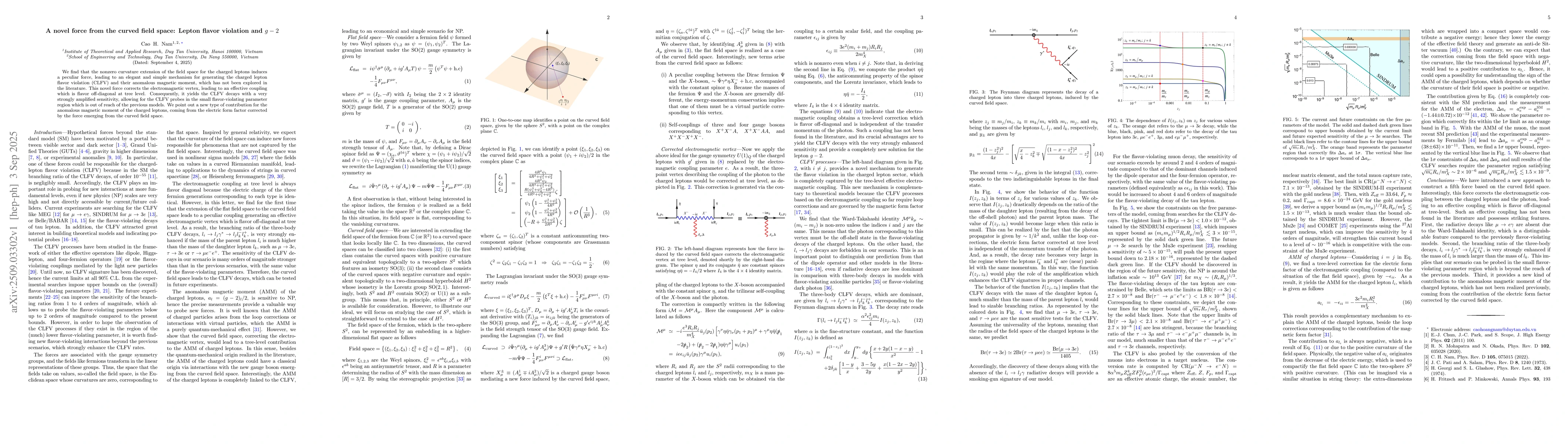 Thumbnail for A novel force from the curved field space: Lepton flavor violation and
  $g-2$