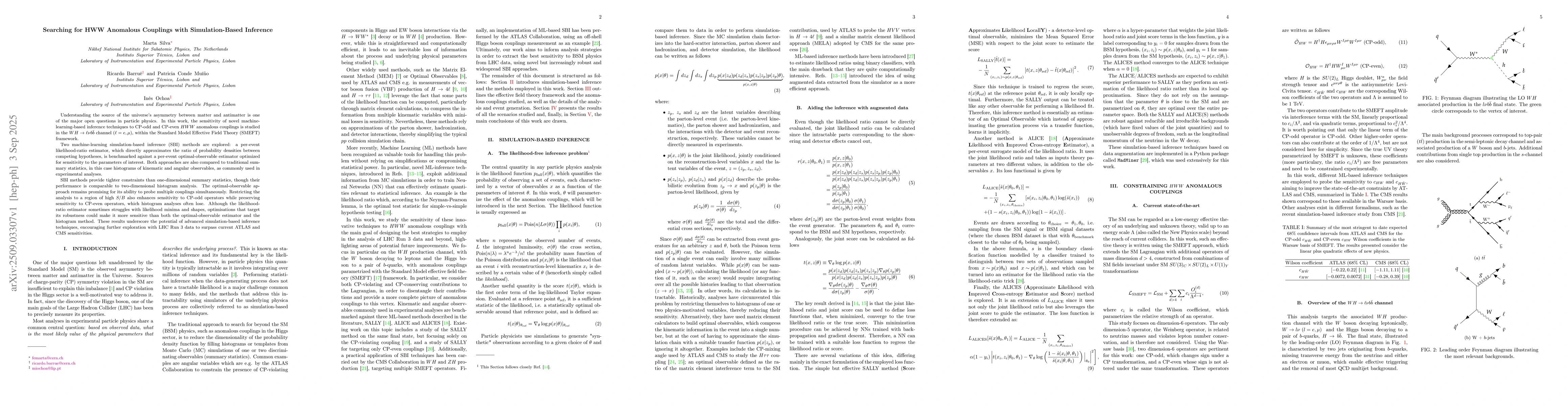 Thumbnail for Searching for HWW Anomalous Couplings with Simulation-Based Inference