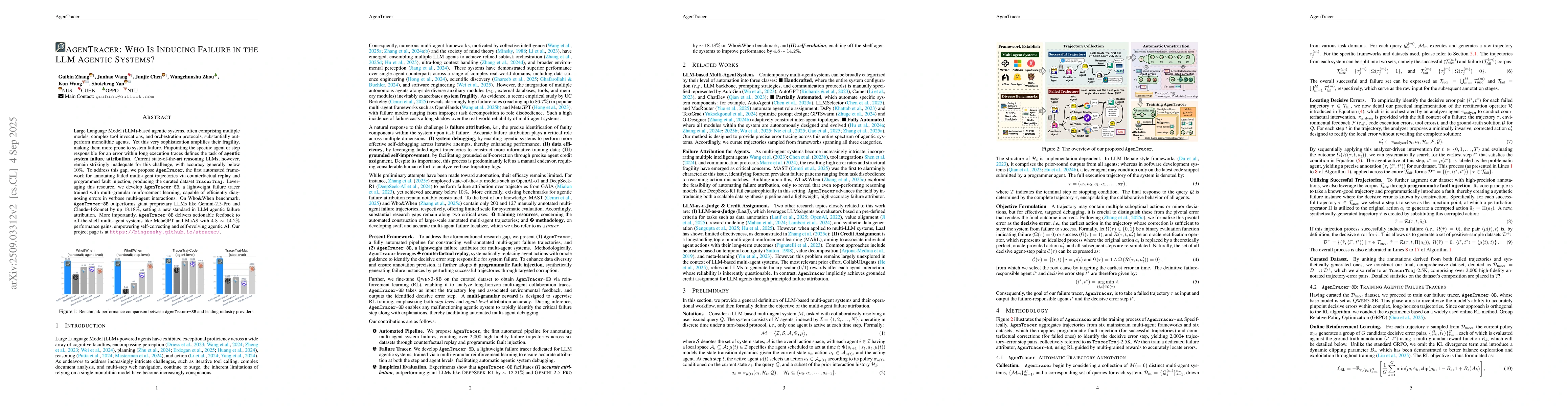 Thumbnail for AgenTracer: Who Is Inducing Failure in the LLM Agentic Systems?