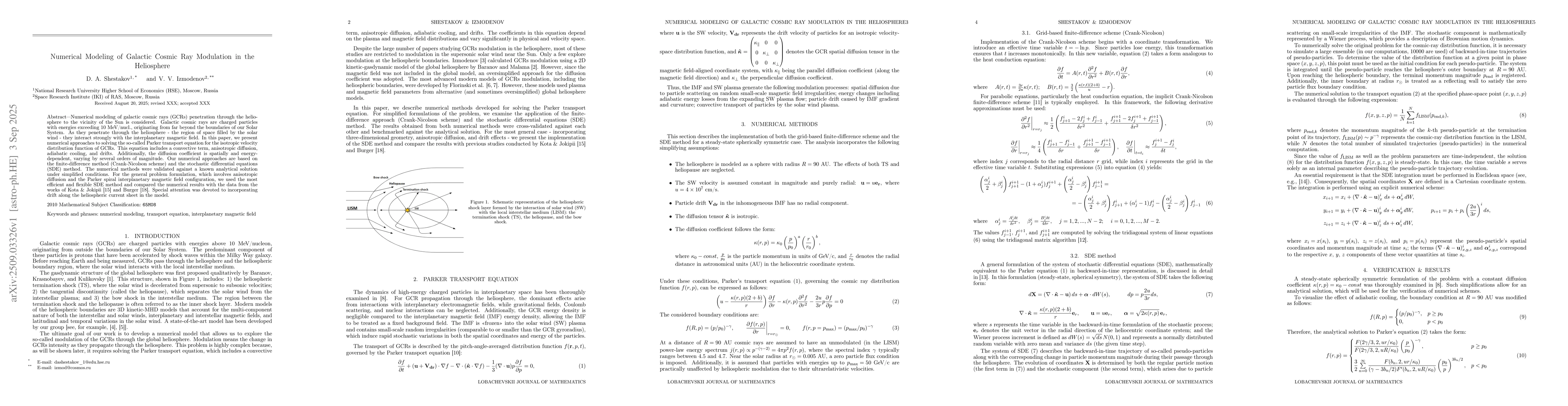Thumbnail for Numerical Modeling of Galactic Cosmic Ray Modulation in the Heliosphere