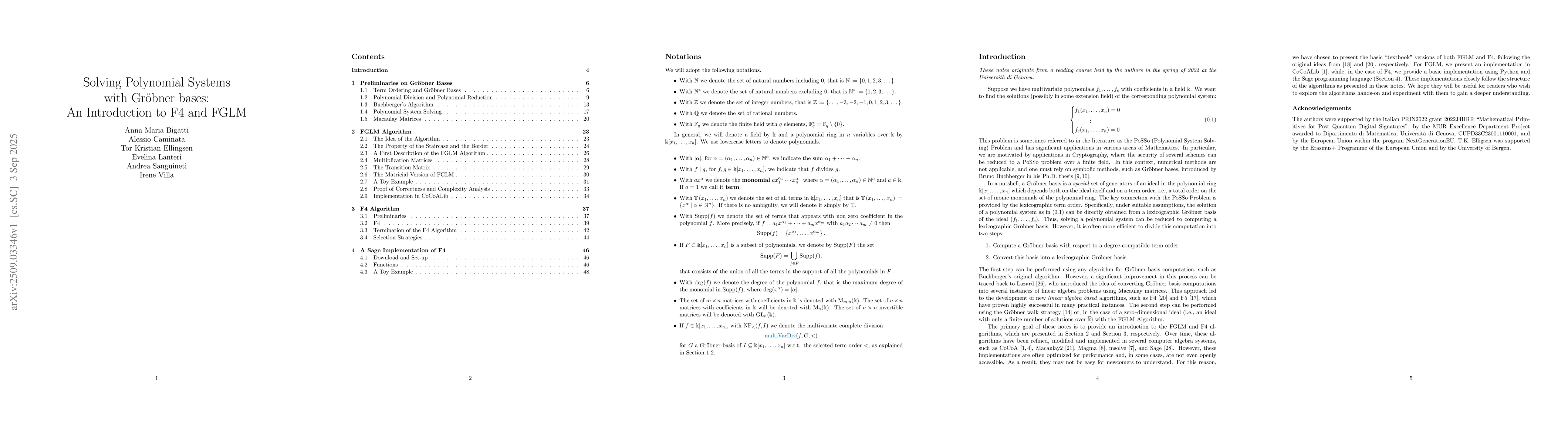 Thumbnail for Solving Polynomial Systems with GrĂśbner Bases: An Introduction to F4
  and FGLM
