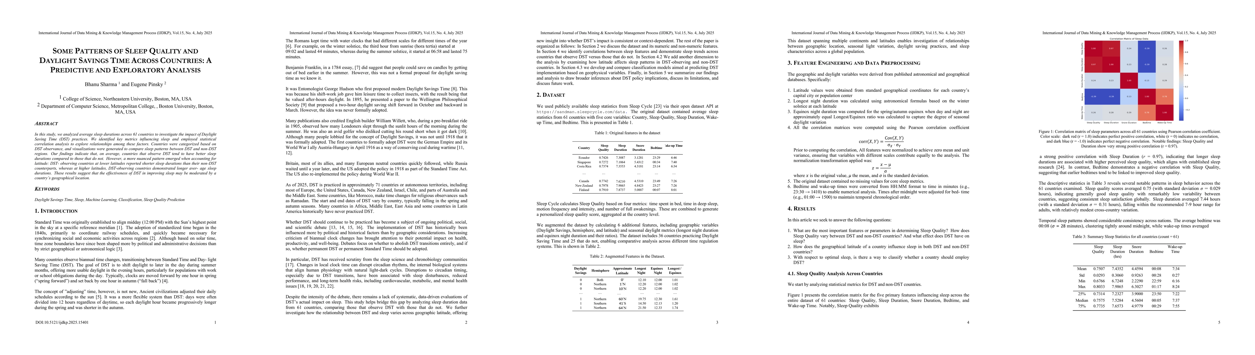 Thumbnail for Some patterns of sleep quality and Daylight Saving Time across
  countries: a predictive and exploratory analysis