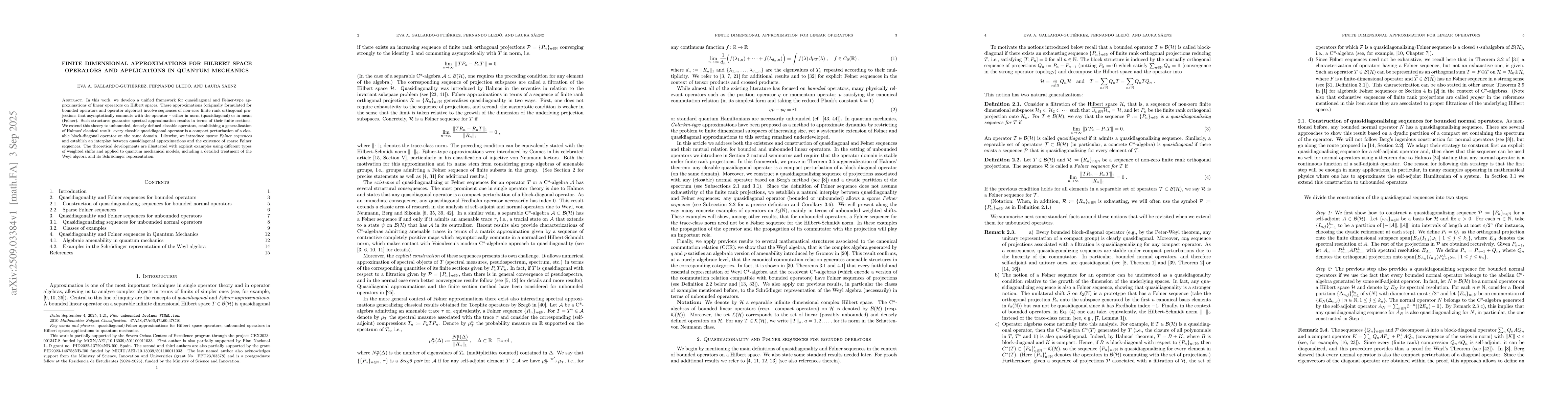 Thumbnail for Finite dimensional approximations for Hilbert space operators and
  applications in Quantum Mechanics