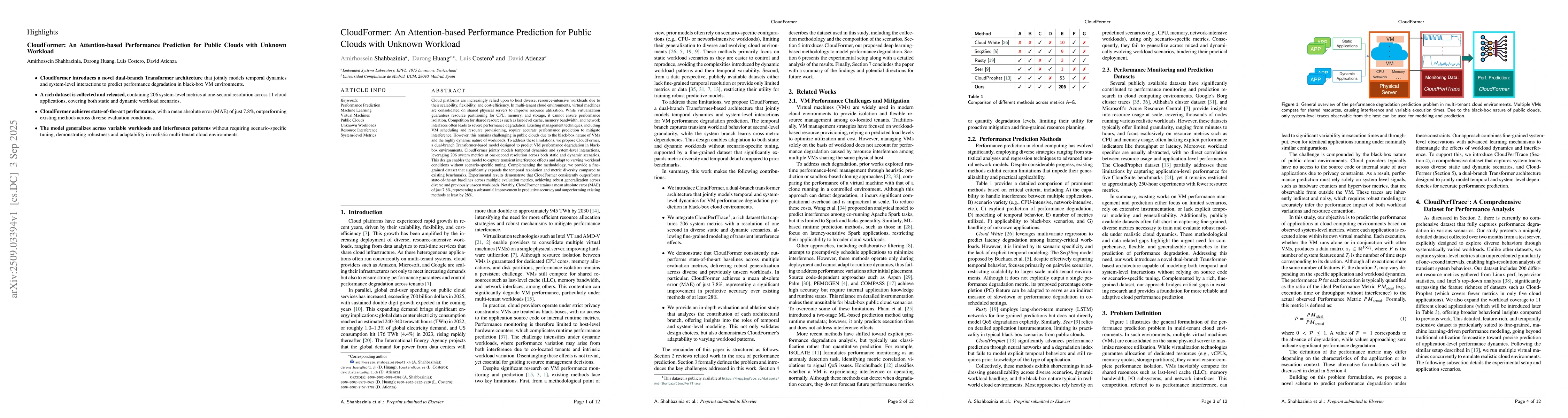 Thumbnail for CloudFormer: An Attention-based Performance Prediction for Public Clouds
  with Unknown Workload