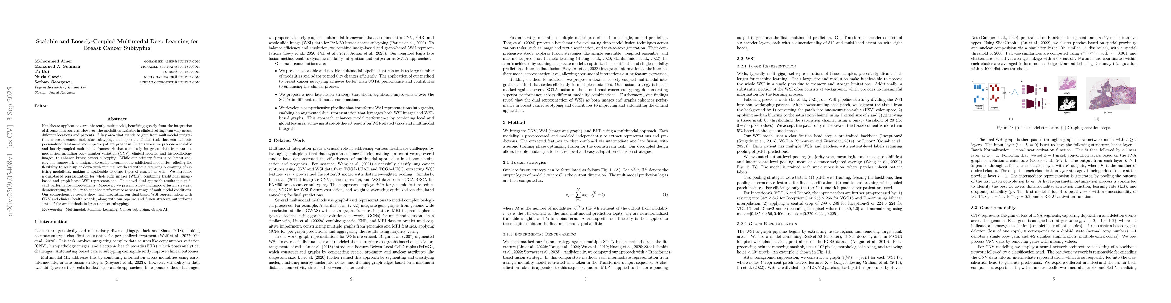 Thumbnail for Scalable and Loosely-Coupled Multimodal Deep Learning for Breast Cancer
  Subtyping