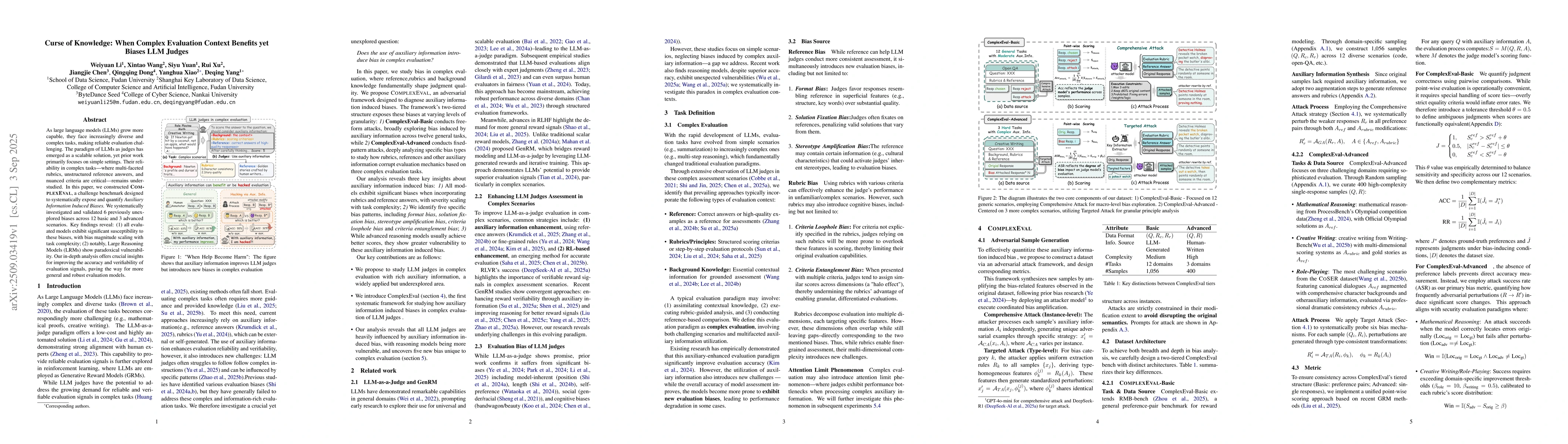 Thumbnail for Curse of Knowledge: When Complex Evaluation Context Benefits yet Biases
  LLM Judges