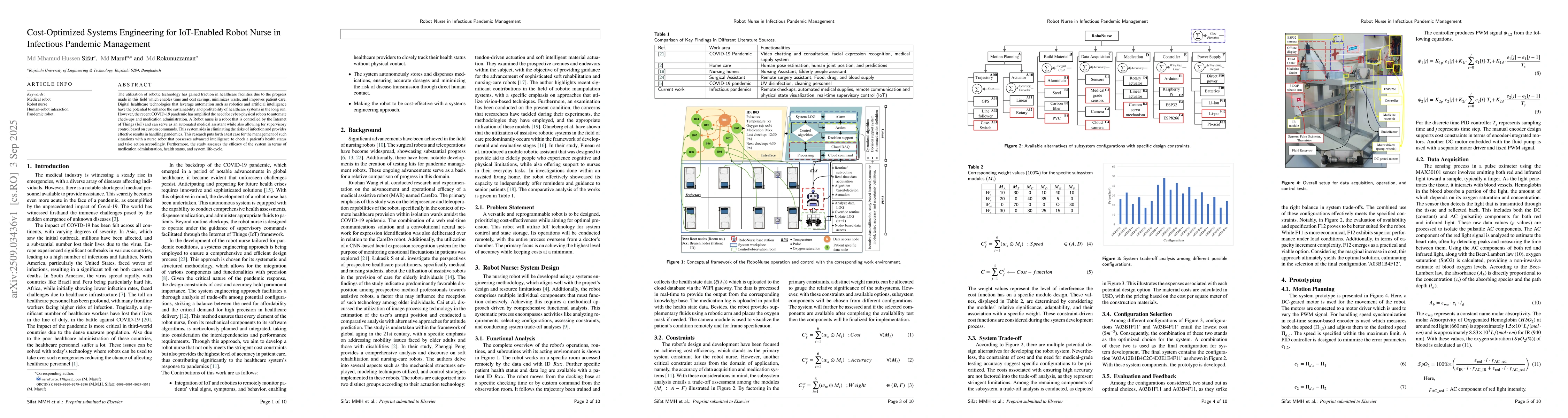 Thumbnail for Cost-Optimized Systems Engineering for IoT-Enabled Robot Nurse in
  Infectious Pandemic Management